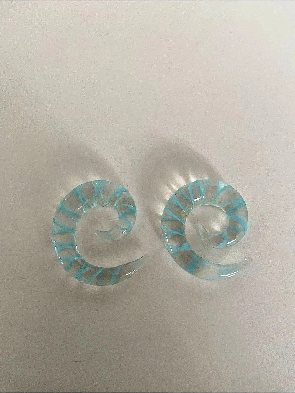 Blue & Clear Spiral Earrings 2g